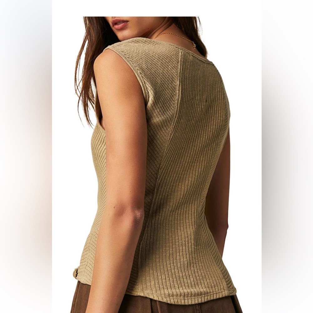 Free People Tan Textured Sleeveless Top - Picture 3 of 7